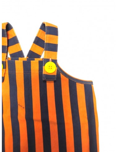 Stripe salopette (navy×flamingo)