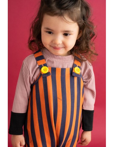 Stripe salopette (navy×flamingo)