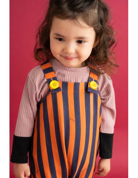 Stripe salopette (navy×flamingo)