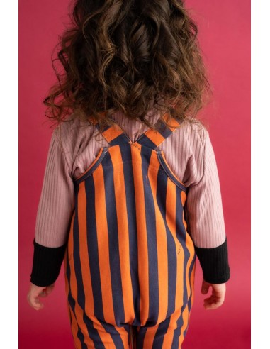 Stripe salopette (navy×flamingo)