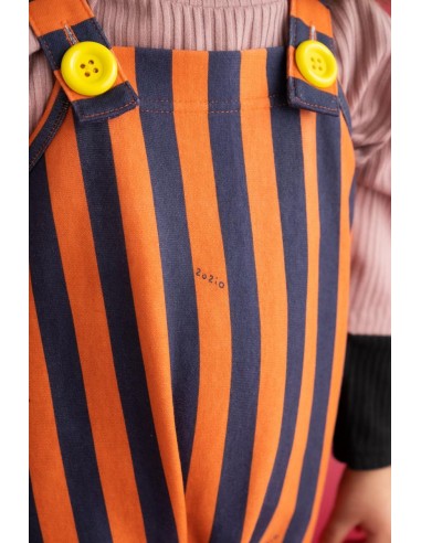 Stripe salopette (navy×flamingo)