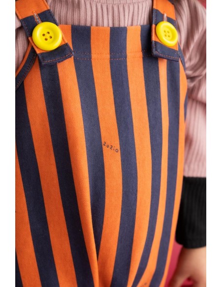 Stripe salopette (navy×flamingo)
