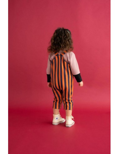 Stripe salopette (navy×flamingo)