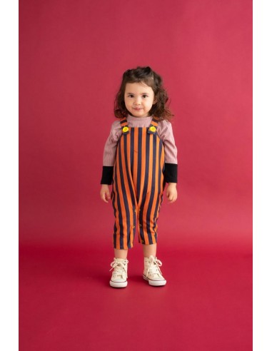 Stripe salopette (navy×flamingo)
