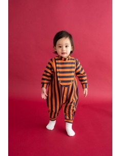 Border rompas (navy×flamingo)