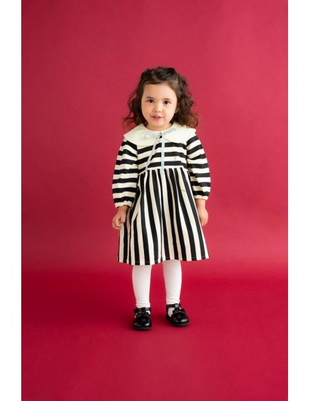 Stripe OP set (black×ivory)