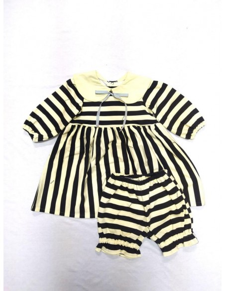 Stripe OP set (black×ivory)