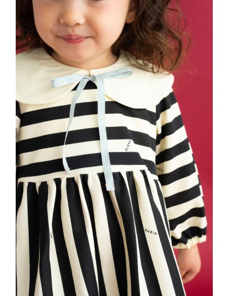 Stripe OP set (black×ivory)