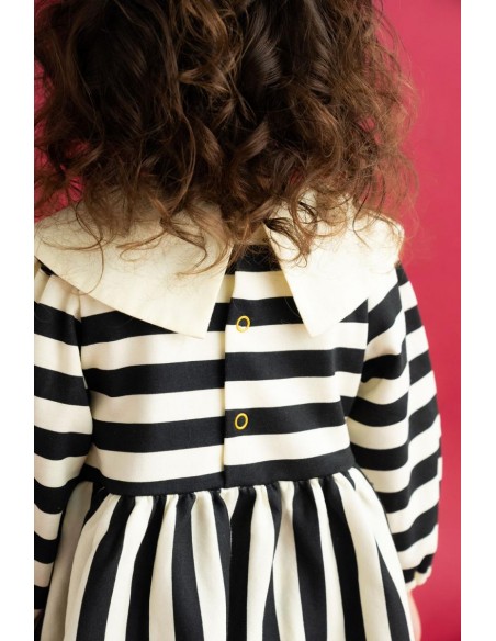 Stripe OP set (black×ivory)