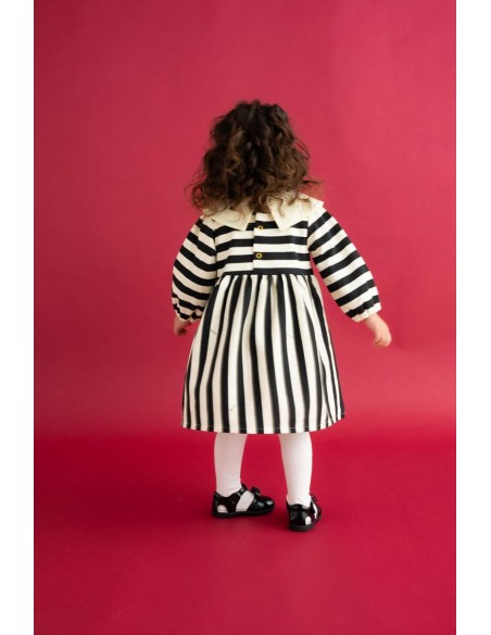 Stripe OP set (black×ivory)