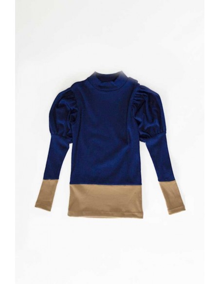 Debby tops(bleu x beige)