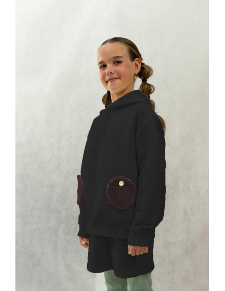 Ponpon hoodie(black)