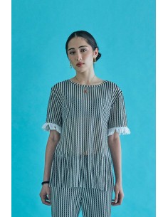 Fringe tops(black x ivory) F
