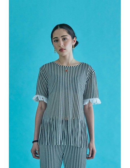 Fringe tops(black x ivory) F