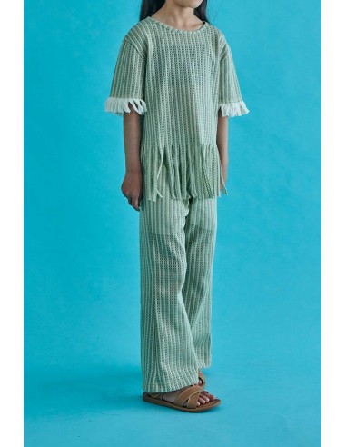 Fringe tops(ivory x mos green) F