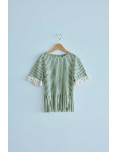 Fringe tops(ivory x mos green)