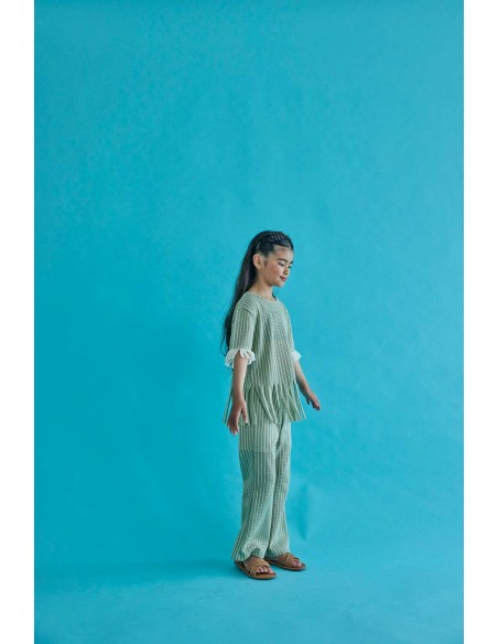 Fringe tops(ivory x mos green)