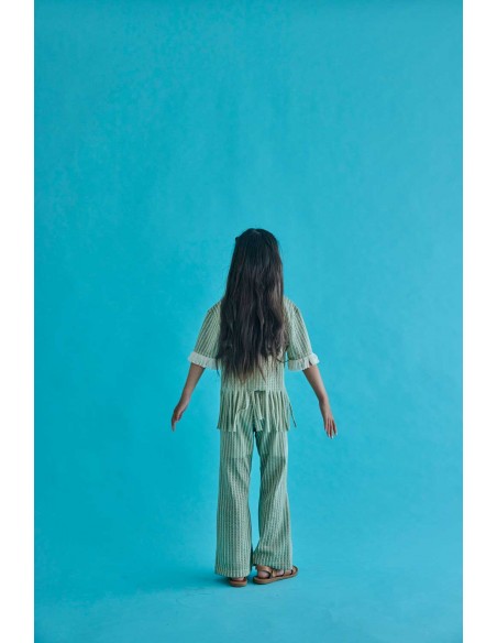 Fringe tops(ivory x mos green)