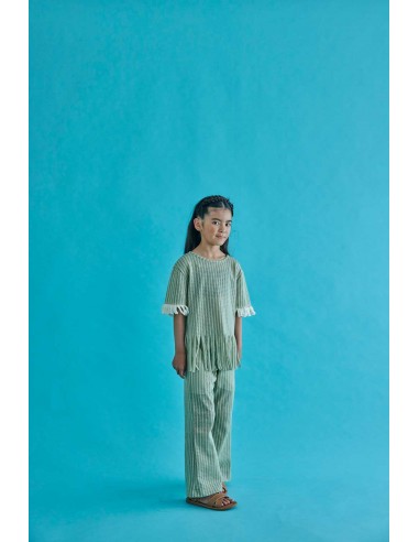 Fringe tops(ivory x mos green)