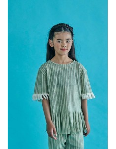 Fringe tops(ivory x mos green)