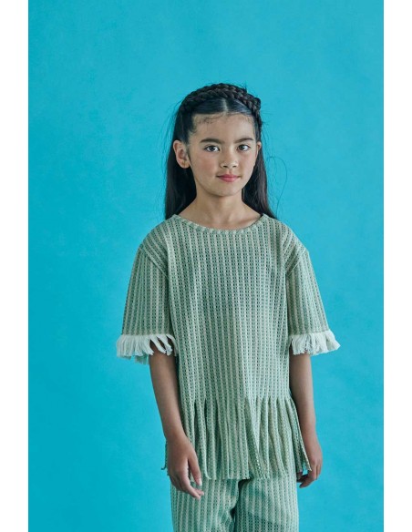 Fringe tops(ivory x mos green)