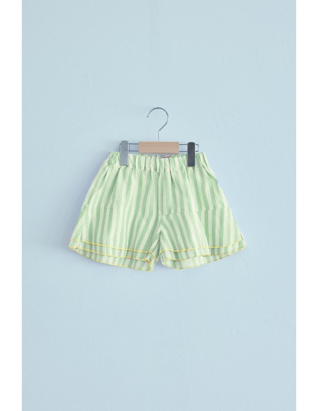 Flare short pants (mos green stripe)