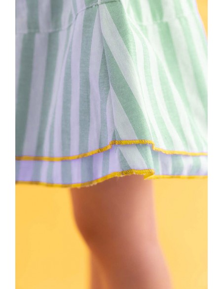 Flare short pants (mos green stripe)