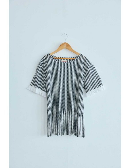 Fringe tops(black x ivory)