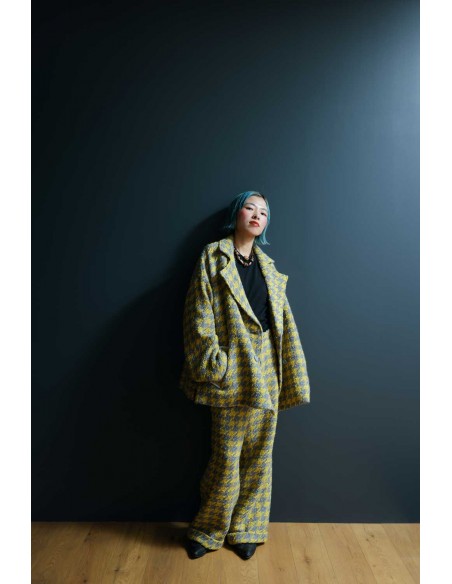 Check pants(yellow x grey)