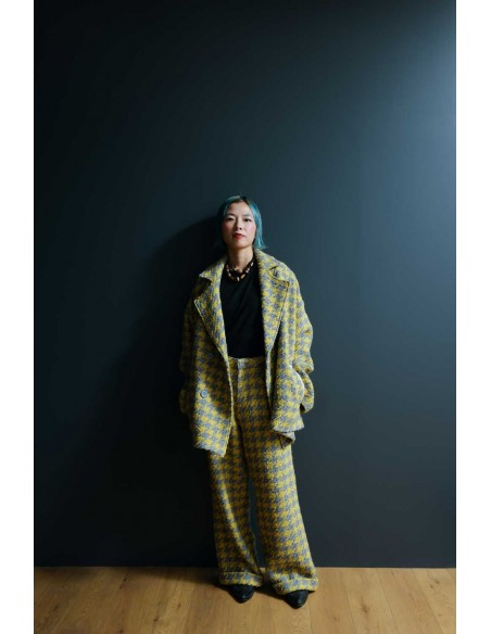 Check pants(yellow x grey)