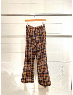 Check pants(camel x navy) F 2