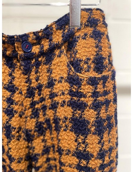 Check pants(camel x navy) F