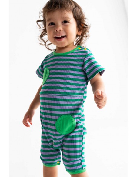 Dots baby body(green boder)